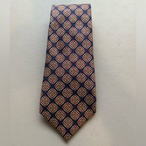 Faconnable Geometric Silk Tie in Navy and Red